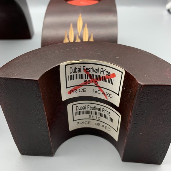 Rare set of 3 Nesting Arched Wood Tealight Candle Holders Purchased in Dubai - Picture 7 of 10